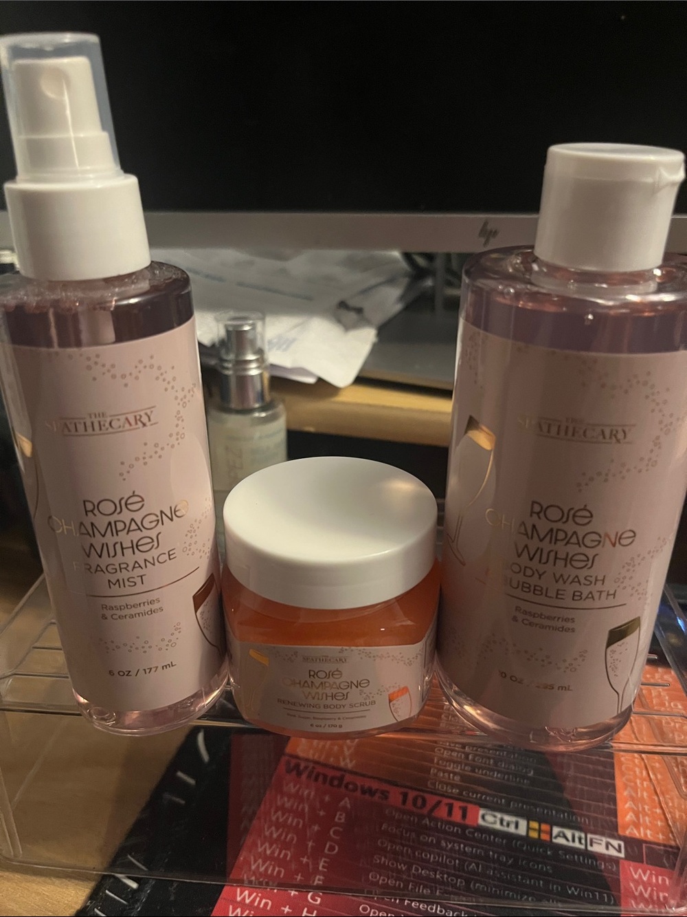 Bath & Body Works Rosé Champagne Wishes Pink & Orange Skincare Trio